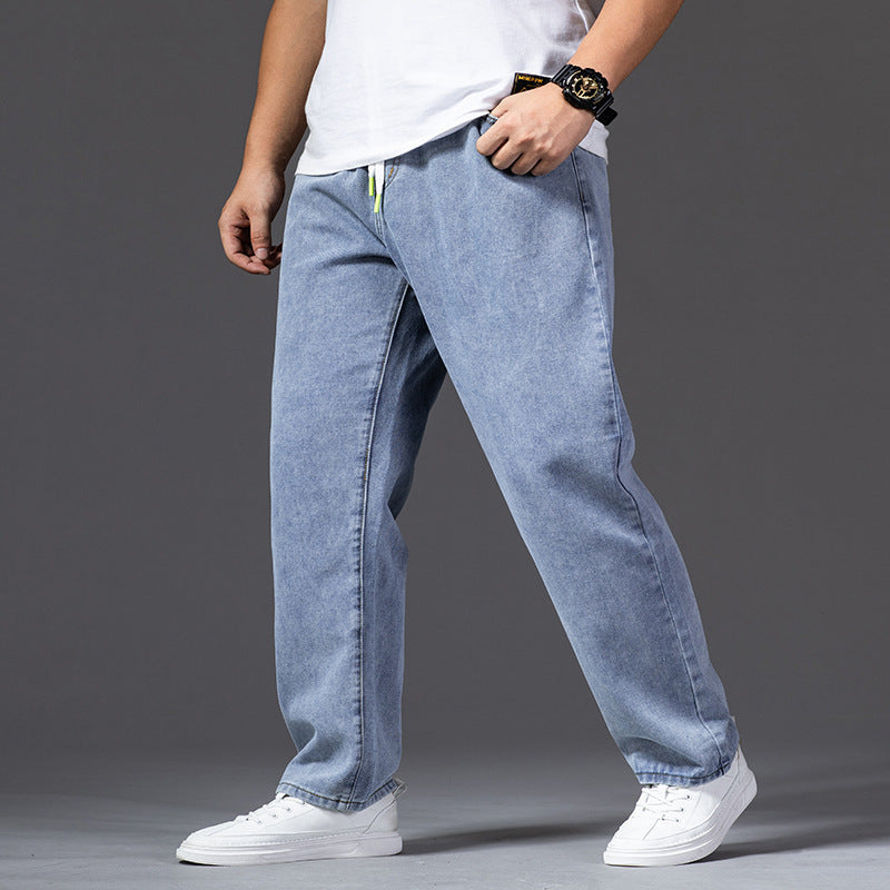 Men's Plus Size Wide Leg Straight Jeans for Autumn