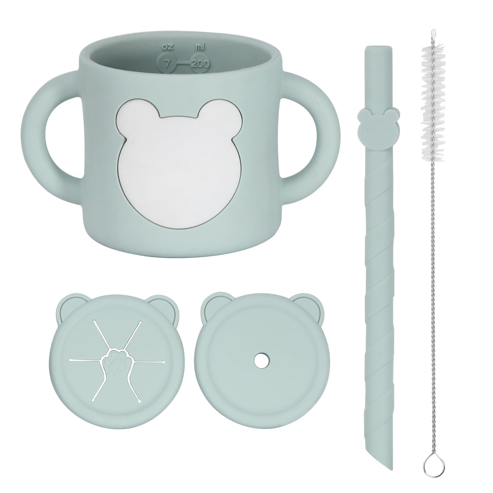 3-in-1 Silicone Training Cup Set - Ergonomic Food-Grade Silicone Includes Straw and Snack Lids Dishwasher Safe