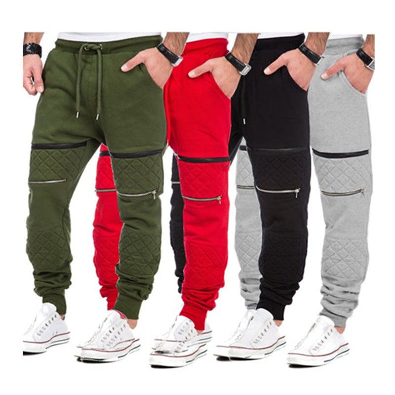 Men's Slim Fit Fleece Joggers with Zipper Panels