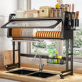 Dish Drying Rack Dish Rack for Kitchen Counter 3-Tier Drying Rack Kitchen Over The Sink Metal Dish Drainer Drying Rack Over The Sink Adjustable Dish Drying Rack (28.34-31.49) Black