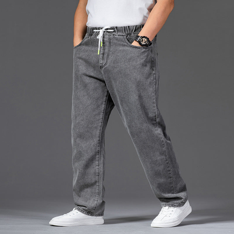 Men's Plus Size Wide Leg Straight Jeans for Autumn