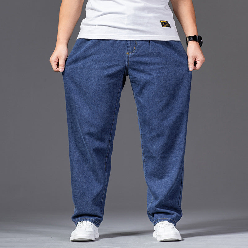 Men's Plus Size Wide Leg Straight Jeans for Autumn
