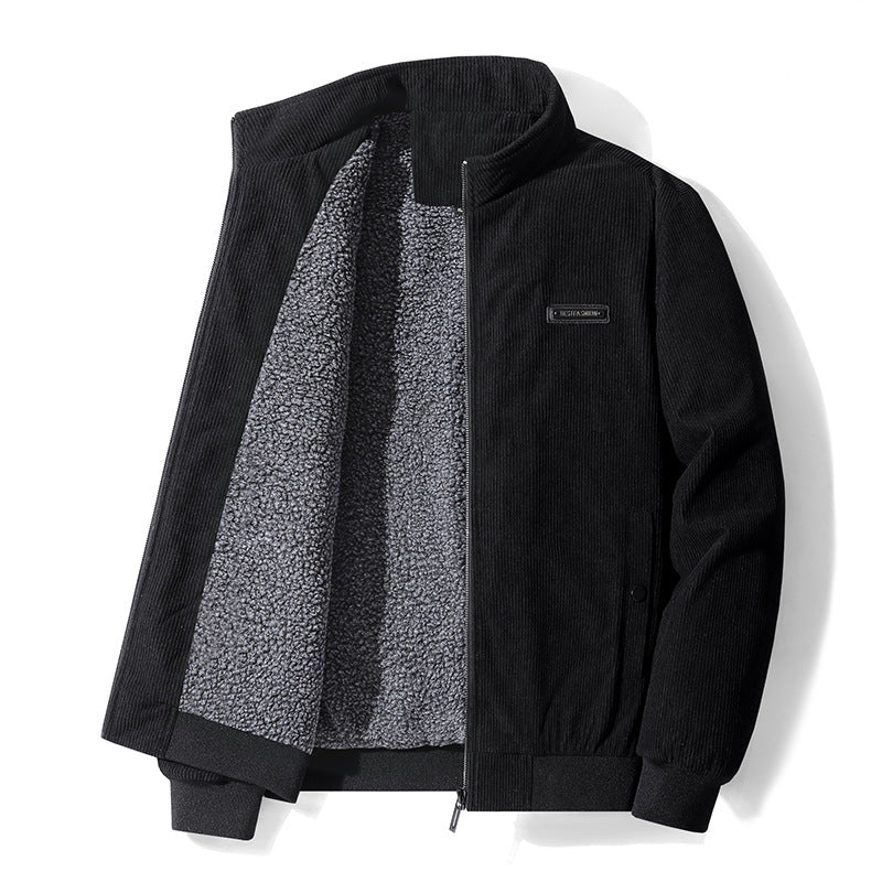 Men's Thickened Corduroy Lamb Coat - Plus Size Winter Jacket