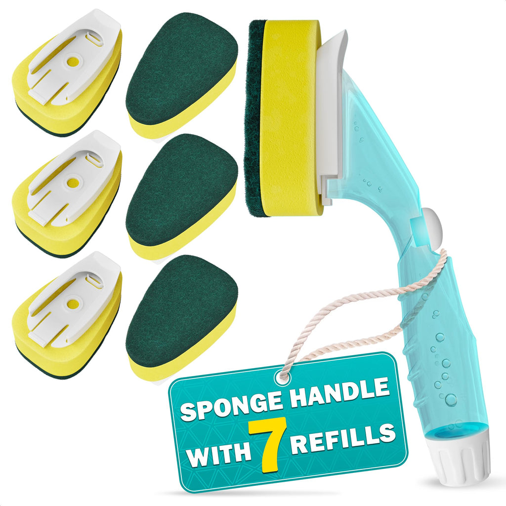 Dish Wand with Soap Dispenser - Dish Sponge with Handle Sponge Replacement for Dish Wand Sponge Refills for Wand Sponge with Soap Dispenser Handle Dishwand Refills - Dish Sponge Wand Dishwashing Wand