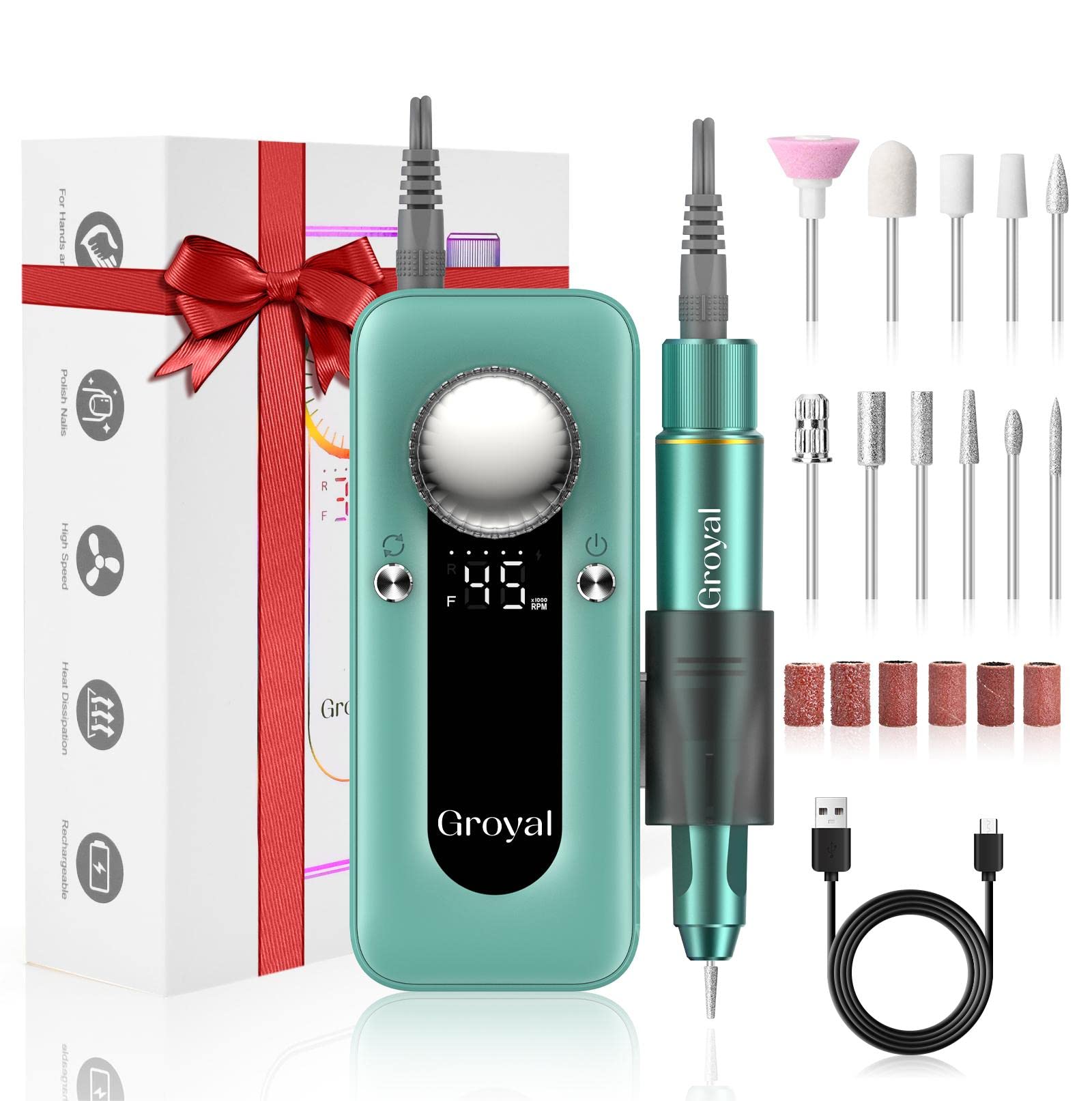 Electric Nail Drill Professional 45000RPM Cordless Electric Nail File for Acrylic Gel Nails Professional Nail Drill Manicure Pedicure Polishing Shape Tools for Home Salon Nail Drill Kits