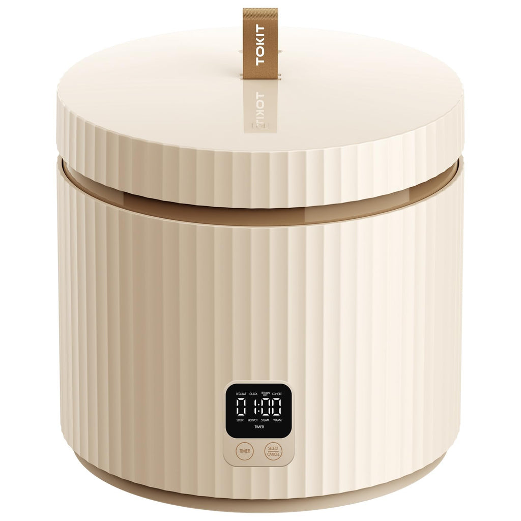 TOKIT Rice Cooker Small 1.5 L Mini Rice Cooker Multifunctional with Display Touch Button for 1-3 People Ceramic Coated Non-Stick Pot 8 Cook Functions: Rice Soup Congee Stew Keep Warm& More
