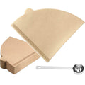 300 Count Coffee Filters with Coffee Spoons Size V02 Natural Log Brown Tapered Filter Coffee Filters Paper-Unbleached 【Natural Unbleached 300 Count】