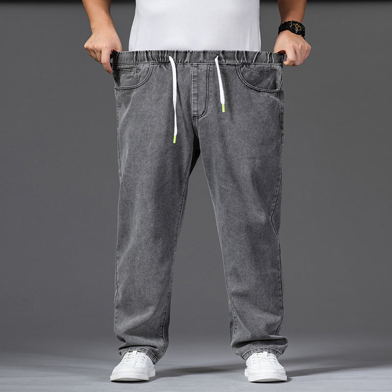 Men's Plus Size Wide Leg Straight Jeans for Autumn