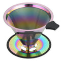 Pour Over Coffee Dripper Filter: Reusable Stainless Steel Coffee Filters - Metal Cone Filter Paperless Single Cup Coffee Maker 1-4 Cup with Double Mesh & Non-slip Cup Stand Multicolour