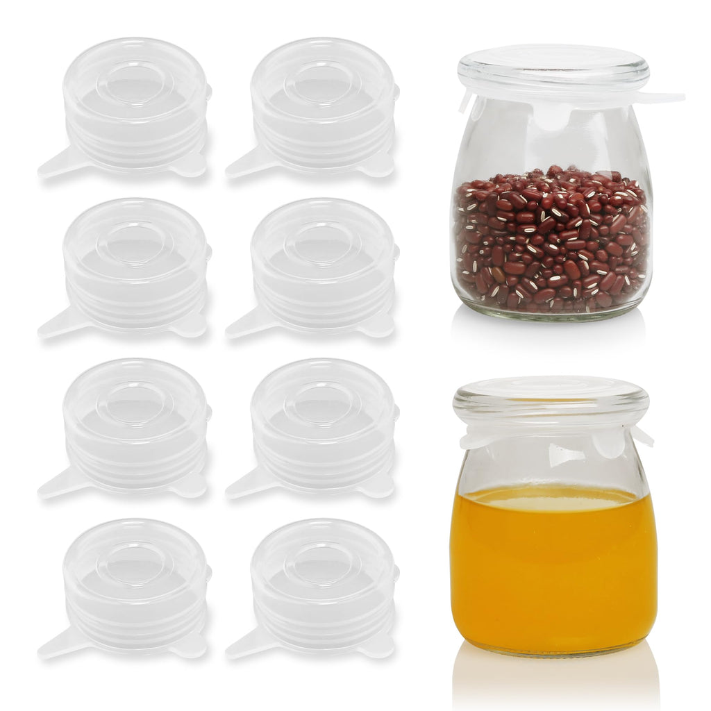 Extra Small Silicone Stretch Lids 2 Inch Reusable Silicone Jar Cover lids to Fit 2 Inch to 2.4 Inch Small Yogurt JarsMilk BottlesCans 8 Pack