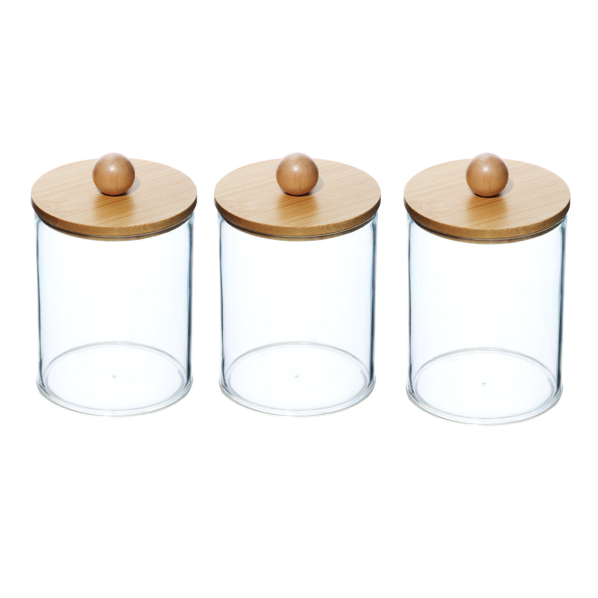 Bamboo Lids Apothecary Jars for Bathroom Storage Set