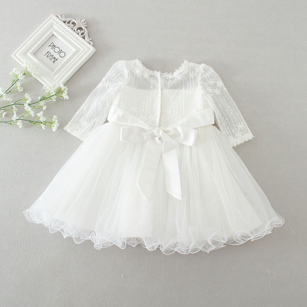 Long Sleeve Baby Wedding Dress with Gauze Skirt