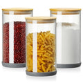 Glass Jars with Bamboo Lids 3 PackAnti-slip Silicone Rubber Bottom 68 OZ Glass Canisters with Airtight Lids BPA-Free Thicker GlassFlour Sugar Storage containers Glass Canisters with Airtight Lids