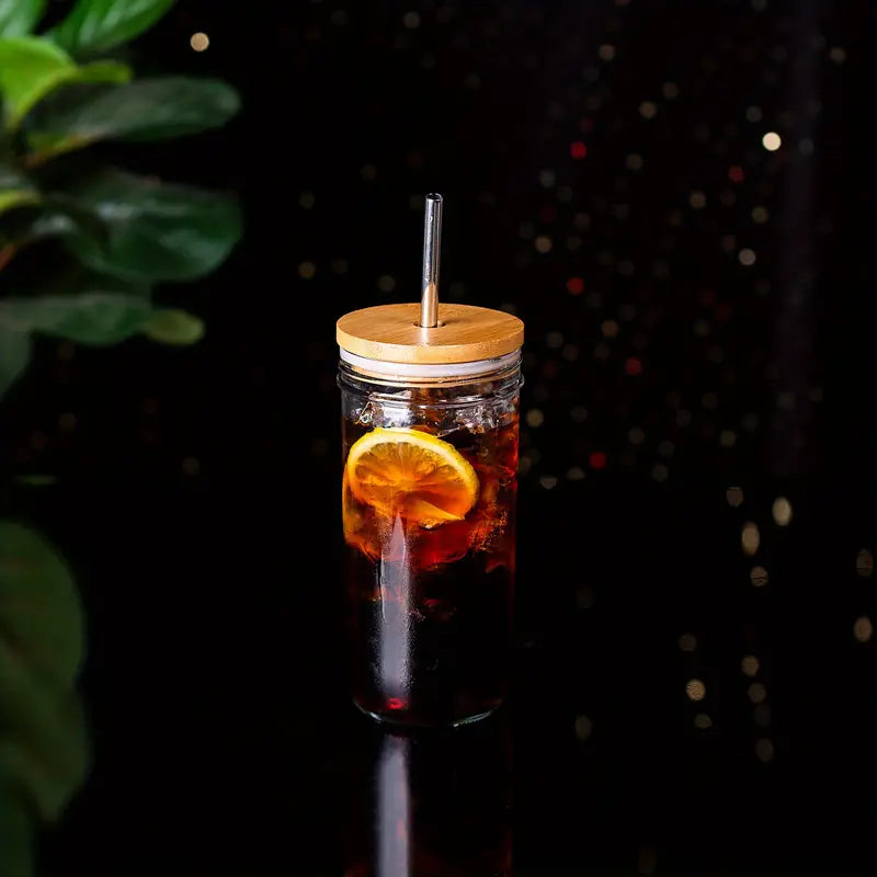 6pcs Glass Tumblers with Lids and Straws, 24oz