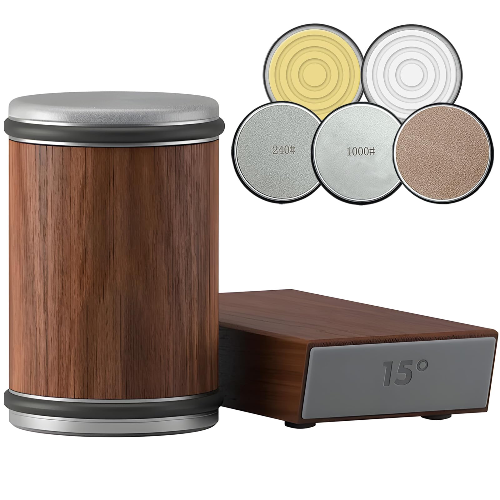 Rolling Knife Sharpener Knife Sharpener with 2 Diamond and Corundum Discs lethaer strop Roller Knife Sharpening with 15 & 20 Degree Magnetic Angle for Kitchen Knives
