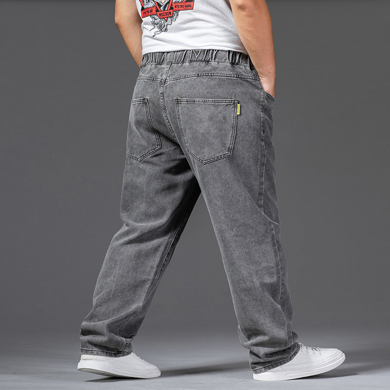 Men's Plus Size Wide Leg Straight Jeans for Autumn