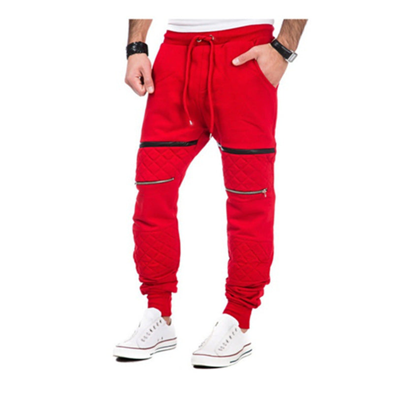 Men's Slim Fit Fleece Joggers with Zipper Panels