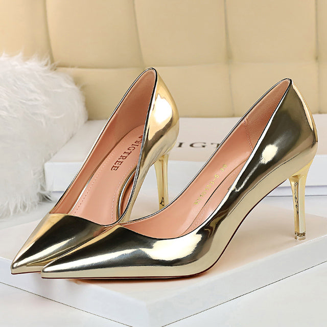 European and American High Heels with Hollow Design