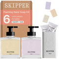 Tirtyl Skipper Hand Wash Duo Kit Glass - 2 Glass Foaming Dispensers + 6 Tablet Refills (6x 8 fl oz bottles of soap) + 1 Storage Tin - Variety Fragrances