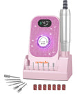 Portable Electric Nail Drill File: 40000RPM Professional Nail Drill with Bits & Base Pink Diamond Rechargeable Nail E File Machine for Remover Gel Nail Polish Acrylic Nails Manicure for Salon Home
