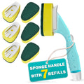 Dish Wand with Soap Dispenser - Dish Sponge with Handle Sponge Replacement for Dish Wand Sponge Refills for Wand Sponge with Soap Dispenser Handle Dishwand Refills - Dish Sponge Wand Dishwashing Wand