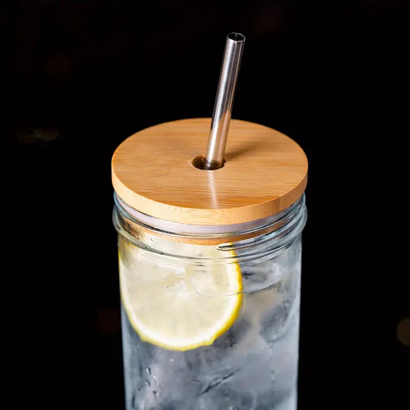 6pcs Glass Tumblers with Lids and Straws, 24oz