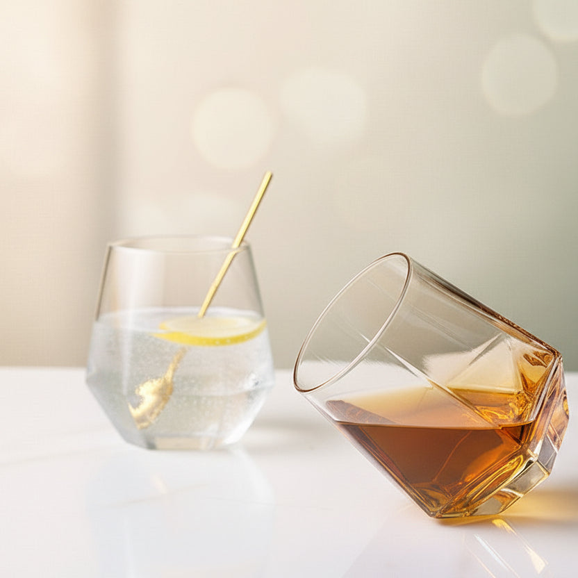 Diamond Shape Multi-Purpose Stemless Drinking Glass