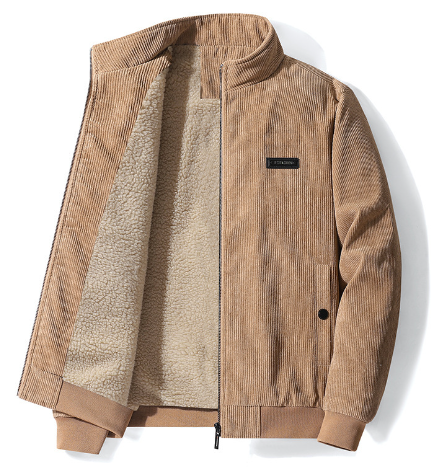 Men's Thickened Corduroy Lamb Coat - Plus Size Winter Jacket