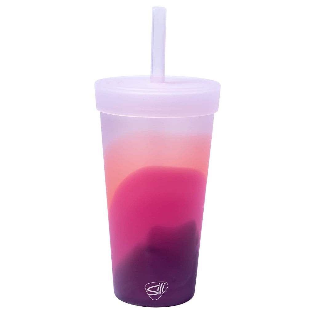 Silipint 22-Ounce Silicone Tumbler Cups with Lids and Straws Unbreakable Reusable Tumblers with Airtight Lids and Extra-Thick Straws Desert Sun Pack of 1