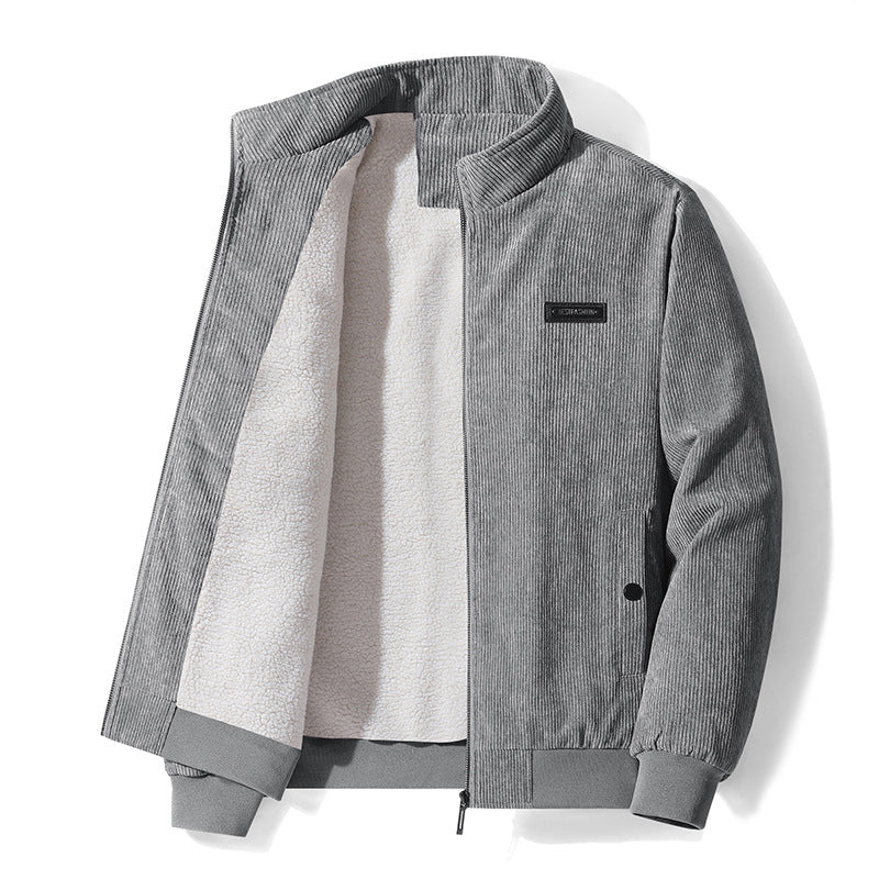 Men's Thickened Corduroy Lamb Coat - Plus Size Winter Jacket