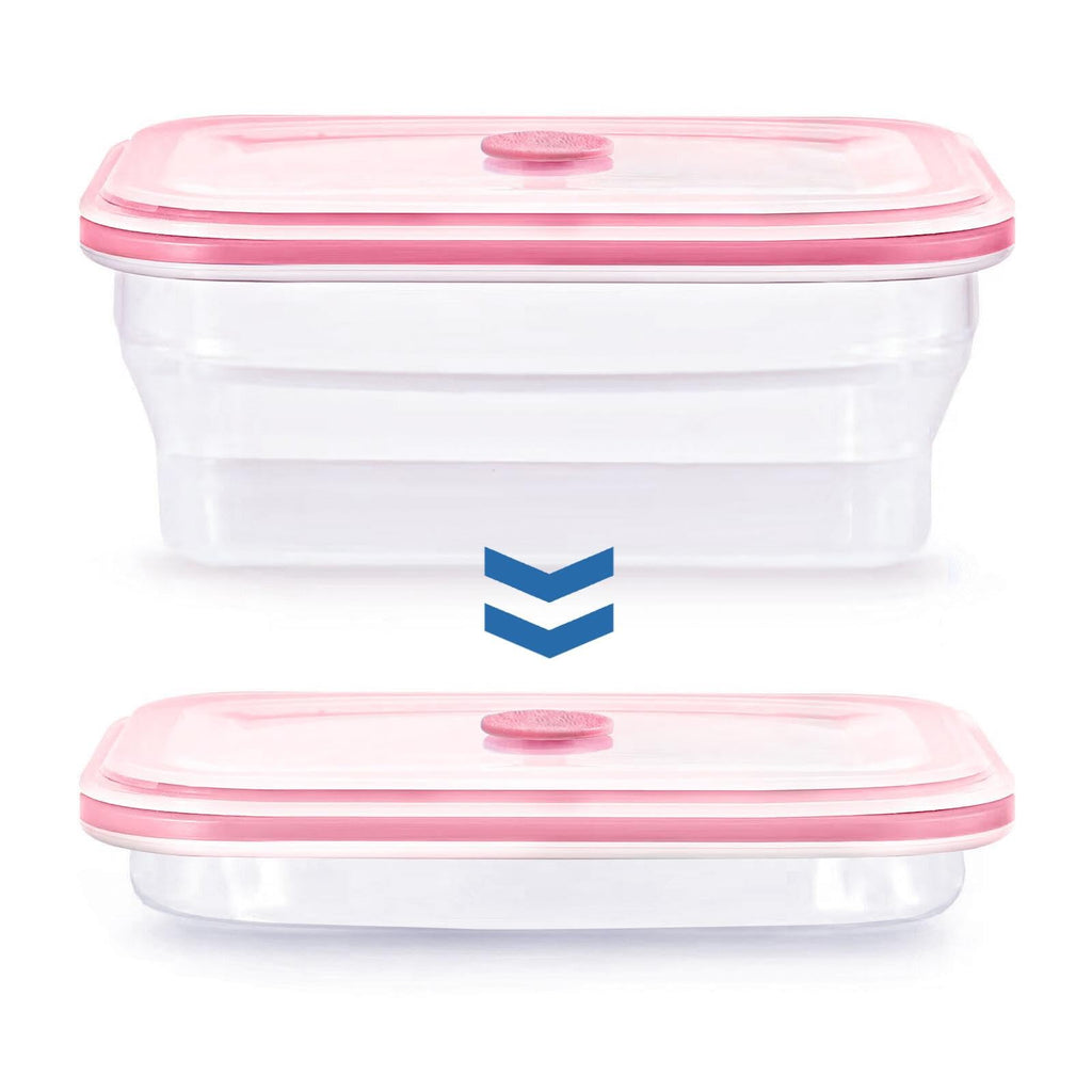 DERUI Collapsible Food Storage Containers Premium Silicone BPA FreeMicrowave and Oven Safe Container with lids For Travel Camping or Baking 1200ml/40.6OZ(Pink1Pack)