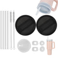 2 Pack Replacement Lids for Stanley 40oz Tumbler Silicone Spill Stopper 4Pcs Set For H2.0 Stanley Cup Silicone Cup Lid Dust Cover With Straw Lid Cap 1 Pcs 4 Pcs Long Reusable Stanley Straw (black)