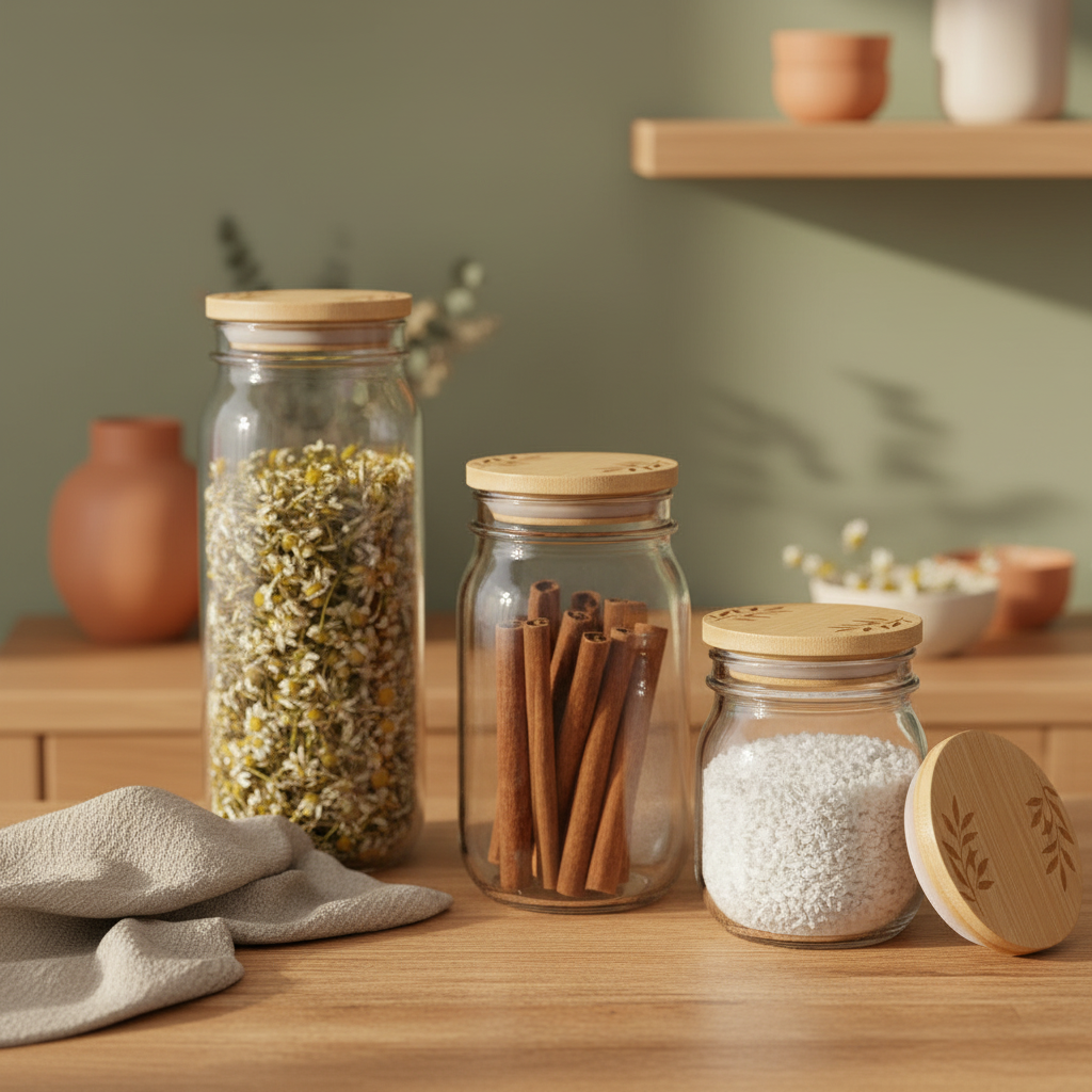 Bamboo Lids with Leaf Pattern