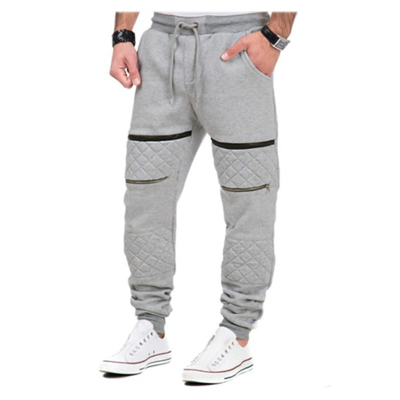 Men's Slim Fit Fleece Joggers with Zipper Panels