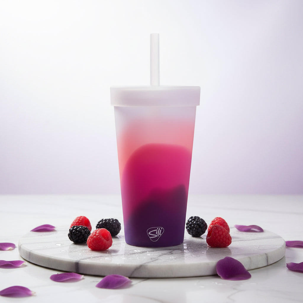 Silipint 22-Ounce Silicone Tumbler Cups with Lids and Straws Unbreakable Reusable Tumblers with Airtight Lids and Extra-Thick Straws Desert Sun Pack of 1