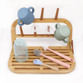Eurppy Bamboo Baby Bottle Drying Rack Portable Wooden Drying Rack Space Saving Kitchen Bottle Holder Organizer for Accessories Bottles Cups Pacifiers Travel Dish Racks (Bamboo)