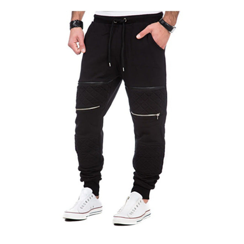 Men's Slim Fit Fleece Joggers with Zipper Panels