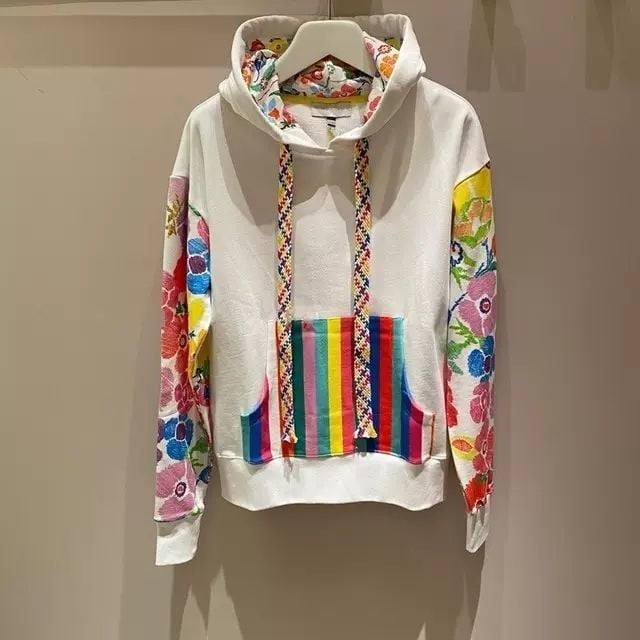 Fashionable Women's Printed Waffle Sweatshirt
