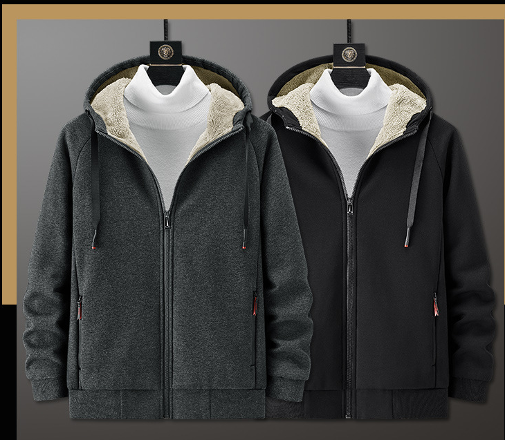 Men's Fleece Hooded Sweater for Autumn and Winter