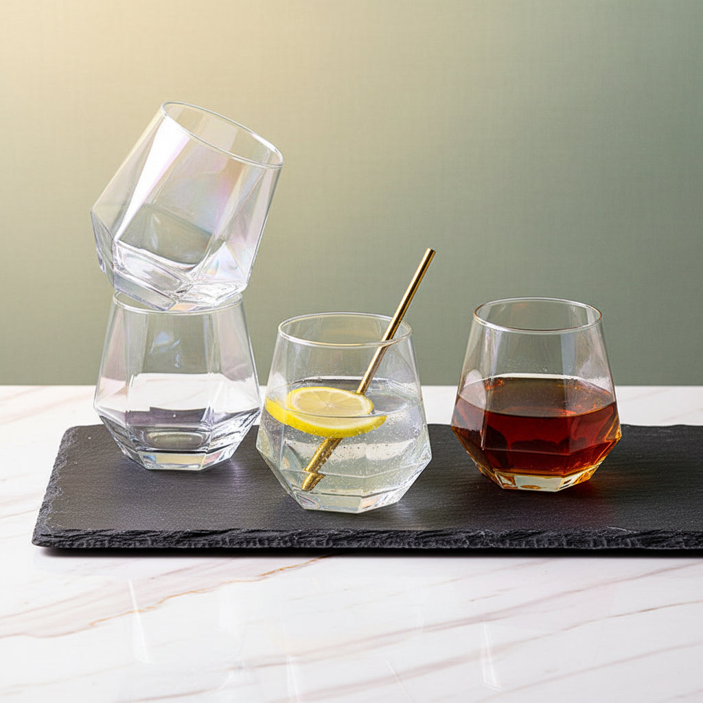 Diamond Shape Multi-Purpose Stemless Drinking Glass