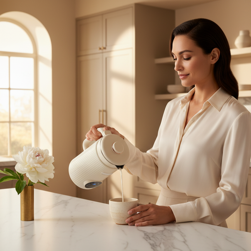 Milk Machine Elegant Woman Marble Kitchen