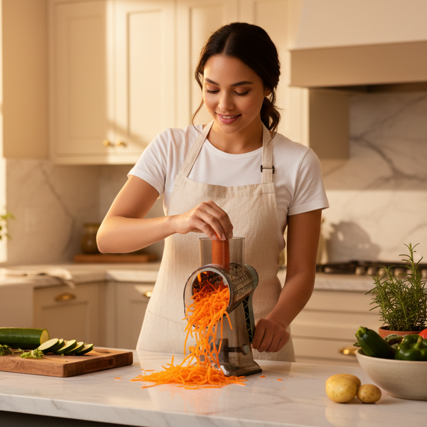 Rotary Grater Woman Kitchen Campaign